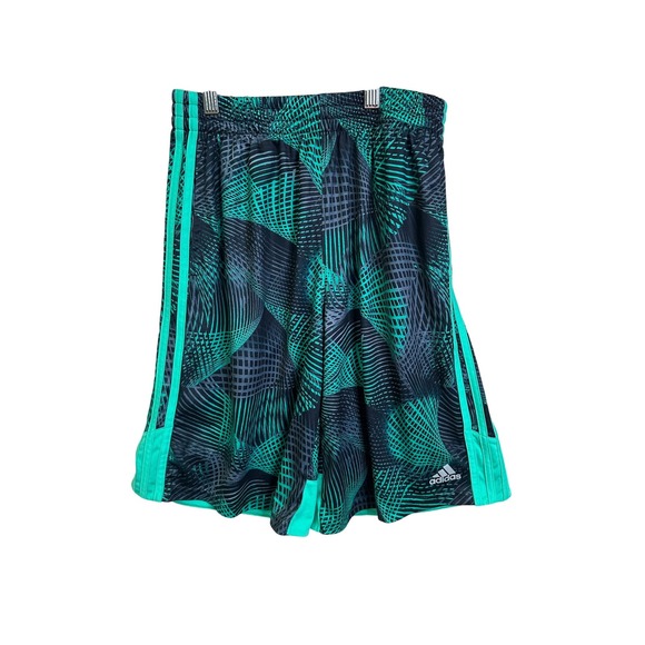 adidas Other - Adidas Youth XL (18/20) Athletic Shorts 3-Stripe‎ Geometric Pattern Green